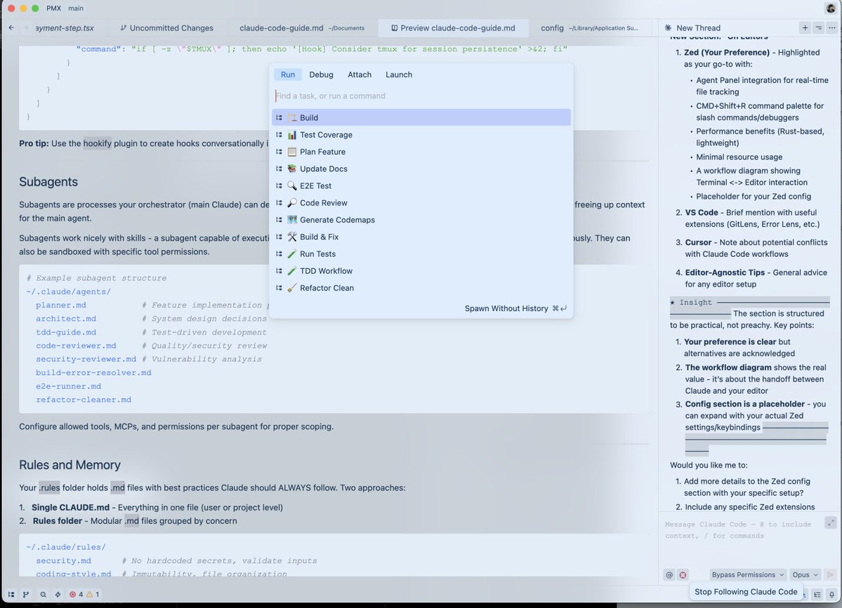 Zed Editor with custom commands